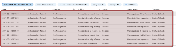 Find changes in end-users MFA authentication methods – Microsoft 365 ...